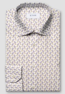 Eton Rossi 1931 Archive Insprired Peacock Print Signature Poplin Shirt Purple