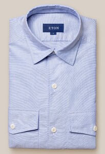 Eton Royal Oxford Corozo Buttons Overshirt Licht Blauw