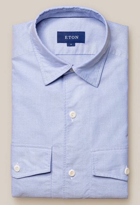 Eton Royal Oxford Corozo Buttons Overshirt Light Blue