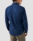 Eton Satin Indigo Garment Washed Horn Effect Buttons Overhemd Donker Blauw