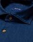 Eton Satin Indigo Garment Washed Horn Effect Buttons Overhemd Donker Blauw