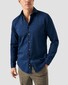 Eton Satin Indigo Garment Washed Horn Effect Buttons Overhemd Donker Blauw