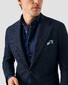 Eton Satin Indigo Garment Washed Horn Effect Buttons Shirt Dark Evening Blue