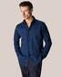 Eton Satin Indigo Uni Garment Washed Overhemd Donker Blauw
