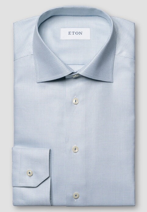 Eton Semi-Solid Faux-Uni Organic Cotton Signature Twill Overhemd Licht Groen