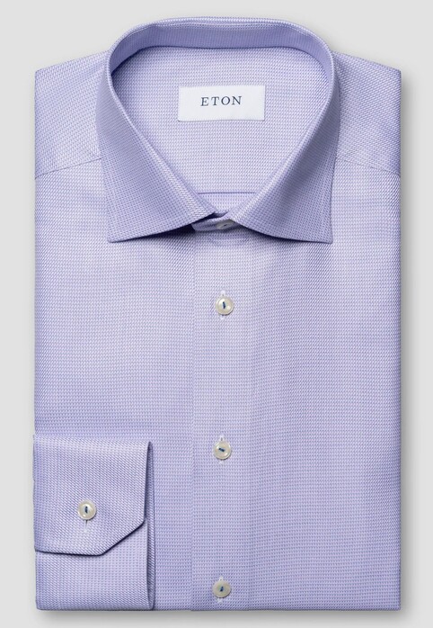 Eton Semi-Solid Faux-Uni Organic Cotton Signature Twill Overhemd Licht Paars