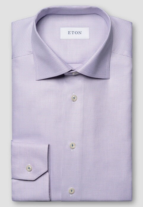 Eton Semi-Solid Faux-Uni Organic Cotton Signature Twill Overhemd Roze