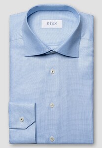 Eton Semi Solid Faux-Uni Signature Twill Organic Cotton Overhemd Licht Blauw