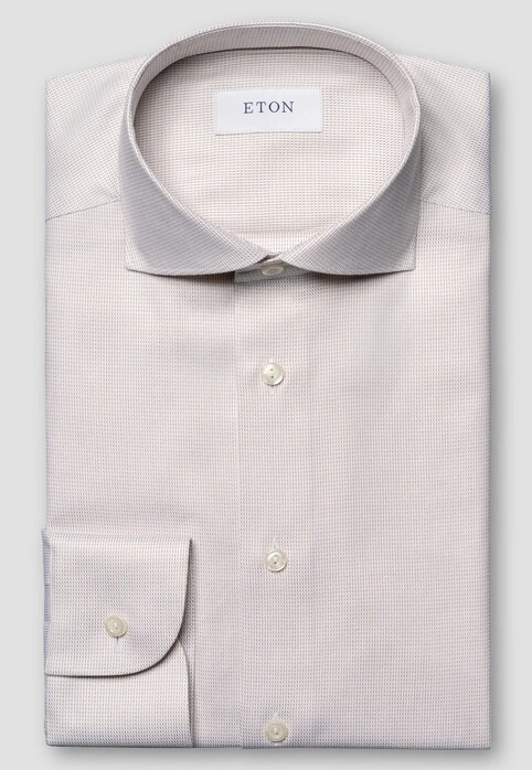 Eton Semi-Solid Fine Twill Luxury Organic Extra Long Staple Cotton Shirt Beige