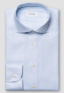 Eton Semi-Solid Fine Twill Organic Cotton Melange Yarn Shirt Light Blue