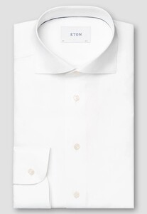 Eton Semi-Solid Fine Twill Organic Cotton Melange Yarn Shirt White