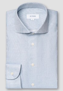 Eton Semi-Solid Pattern Tonal Mélange Cotton Signature Twill Overhemd Licht Blauw