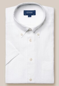 Eton Short Sleeve Lighweight Albini Subtle Textured Linen Shirt White