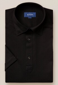 Eton Short Sleeve Popover Polo Poloshirt Black Melange Dark