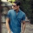 Eton Short Sleeve Popover Shirt Overhemd Licht Blauw Melange