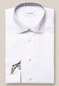 Eton Siganture Twill Contrast Medallion Pattern Shirt White