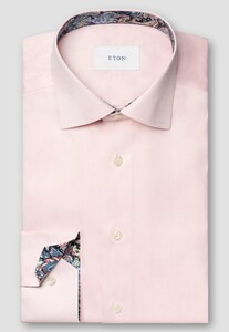 Eton Siganture Twill Subtle Fantasy Paisley Contrast Fabric Overhemd Roze