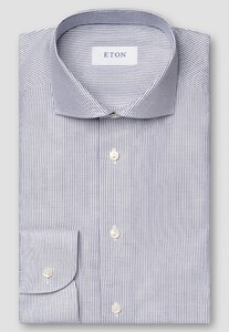 Eton Signature Oxford Stripe Basketweave Texture Overhemd Navy