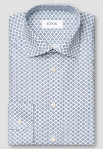 Eton Signature Poplin Geometric Pattern Cutaway Collar Overhemd Donker Blauw