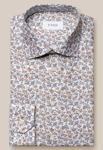 Eton Signature Poplin Leaves Pattern Shirt Brown-Blue