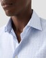 Eton Signature Twill Allover Fine Check Pattern Shirt Light Blue