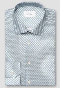 Eton Signature Twill Allover Mini 3D Fantasy Parrot Pattern Overhemd Licht Blauw