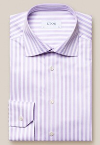 Eton Signature Twill Bold Striped Pattern Shirt Purple