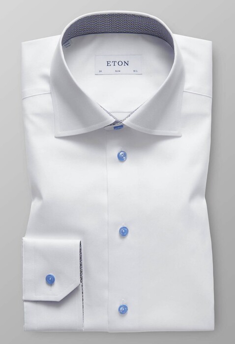 Eton Signature Twill Button Contrast Overhemd Wit