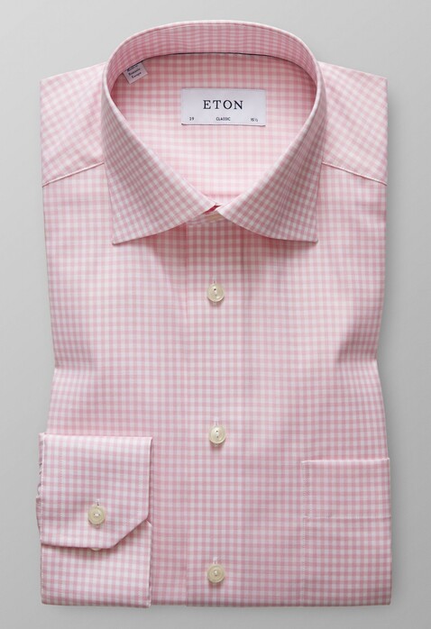 Eton Signature Twill Check Overhemd Roze