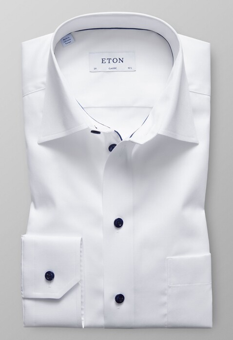 Eton Signature Twill Contrasted Uni Shirt White