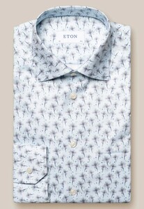 Eton Signature Twill Cutaway Collar Fantasy Floral Pattern Overhemd Licht Blauw