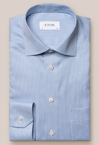 Eton Signature Twill Fine Stripe Overhemd Licht Blauw