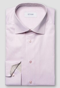 Eton Signature Twill Fine Striped Cotton Overhemd Roze