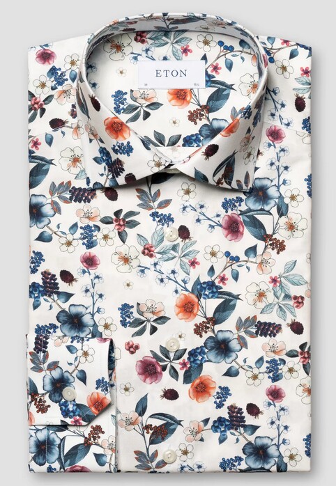 Eton Signature Twill Floral Pattern Overhemd Wit-Multi