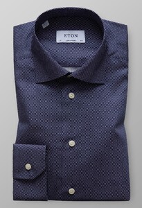 Eton Signature Twill Micro Dot Overhemd Donker Blauw