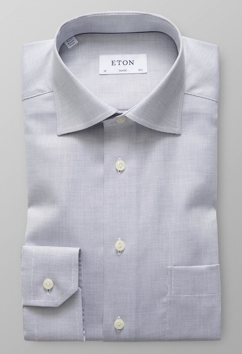 Eton Signature Twill Micro Weave Overhemd Dark Navy