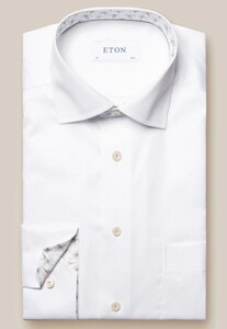 Eton Signature Twill Organic Cotton Subtle Contrast Overhemd Wit