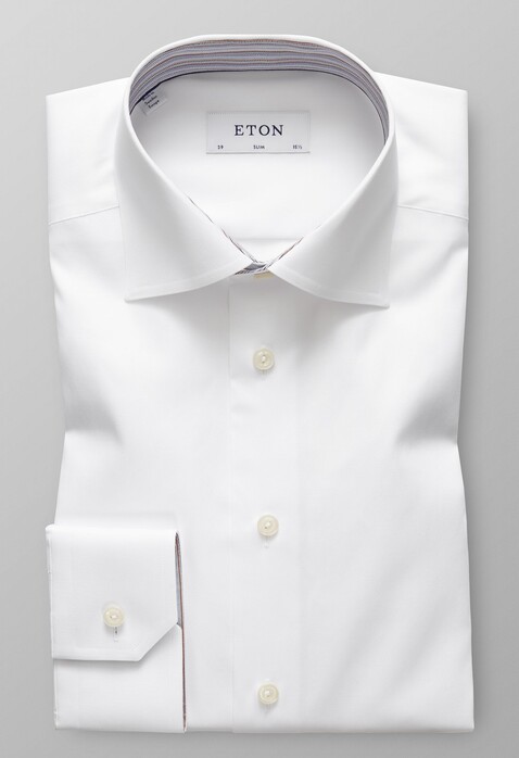Eton Signature Twill Striped Contrast Shirt White