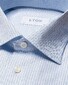 Eton Signature Twill Subtle Texture Fine Stripe Shirt Light Blue