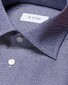 Eton Signature Twill Textured Diagonal Effect Overhemd Donker Blauw