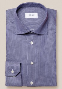 Eton Signature Twill Textured Diagonal Effect Shirt Dark Evening Blue