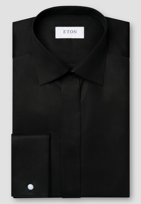 Eton Signature Twill Tuxedo Shirt French Cuffs Hidden Button Placket Black | Jan Rozing Men's Fashion Eton Signature Twill Tuxedo Shirt French Cuffs Hidden Button Placket Black | Jan Rozing Men's Fashion