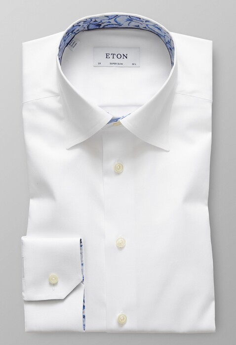 Eton Signature Twill Uni Contrast Overhemd Wit