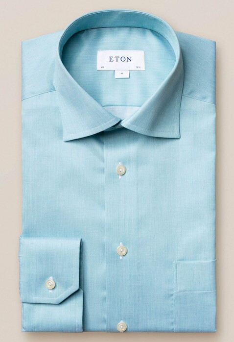 Eton Signature Twill Uni Cutaway Overhemd Licht Groen