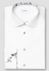 Eton Signature Twill Uni Floral Contrast Details Shirt White