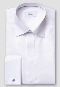 Eton Signature Twill Uni French Cuff Hidden Button Placket Overhemd Wit