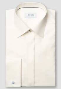 Eton Signature Twill Uni French Cuff Hidden Button Placket Shirt Dark Off White