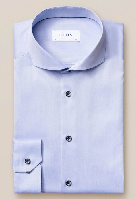 Eton Signature Twill Uni Overhemd Licht Blauw