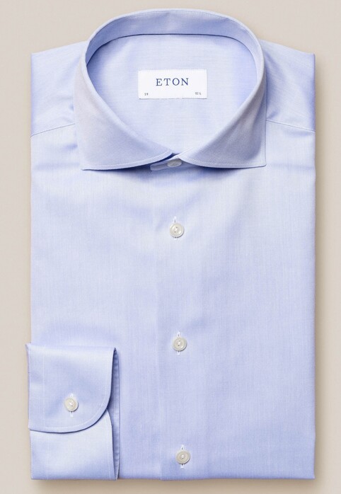 Eton Signature Twill Wide Spread Uni Overhemd Licht Blauw