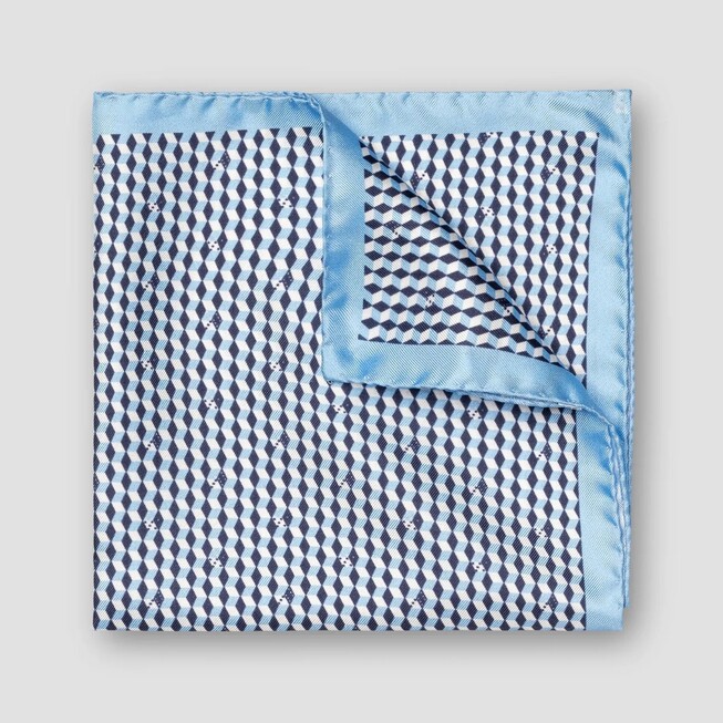 Eton Silk Lively 3D Effect Dice Motif Pocket Square Light Blue